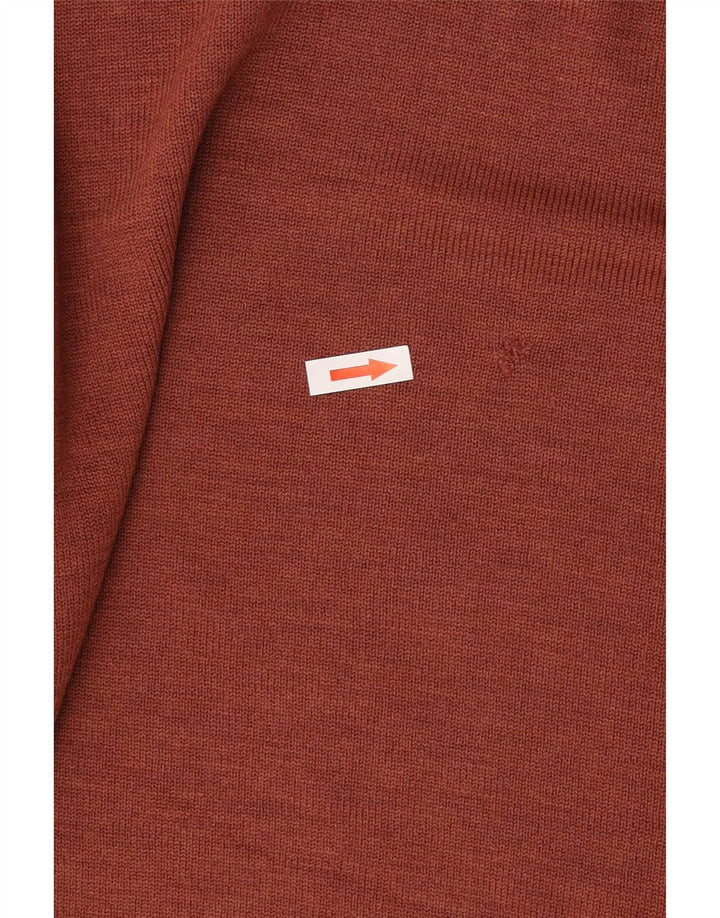 Lacoste Mens Crew Neck Jumper Sweater Size 5 Large Brown Wool