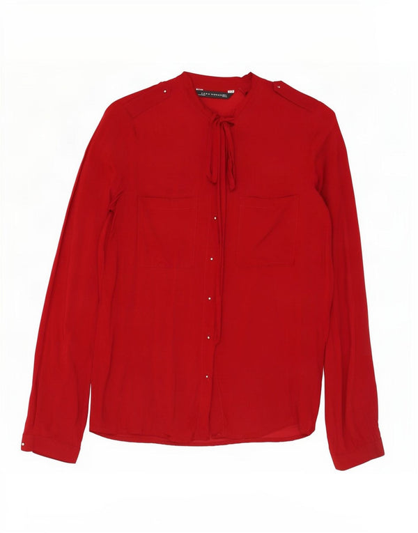 Zara Womens Military Shirt Bluse UK 10 Small Burgundy