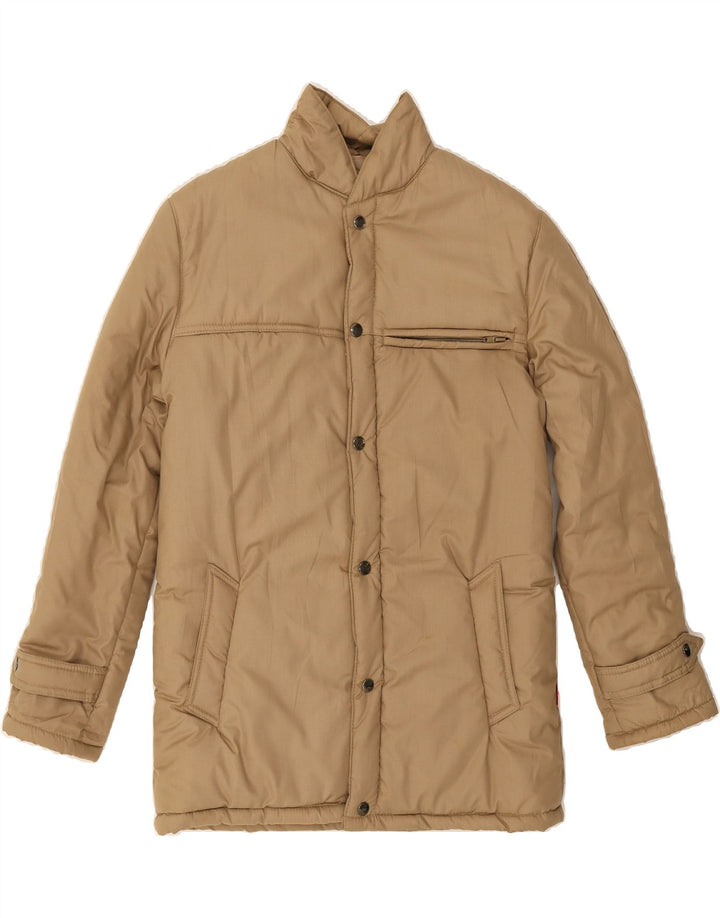 VINTAGE Mens Padded Jacket UK 36 Small Brown Polyester Vintage Vintage and Second-Hand Vintage from Messina Hembry 