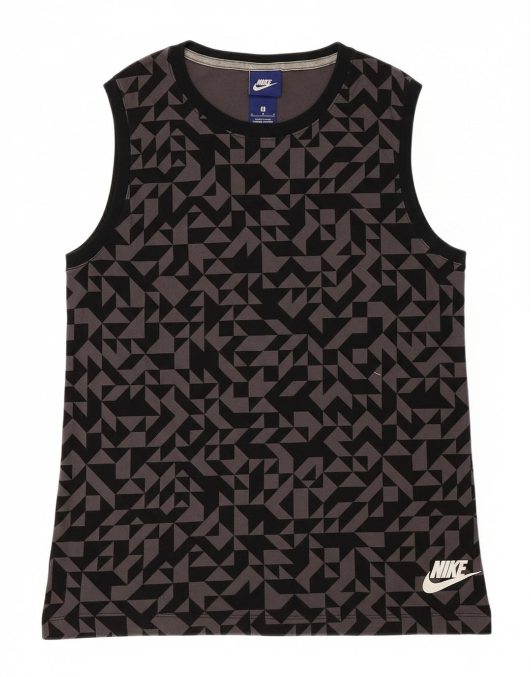 NIKE Womens Vest Top UK 12 Medium Black Geometric