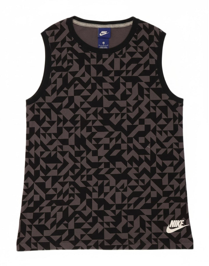 NIKE Womens Vest Top UK 12 Medium Black Geometric