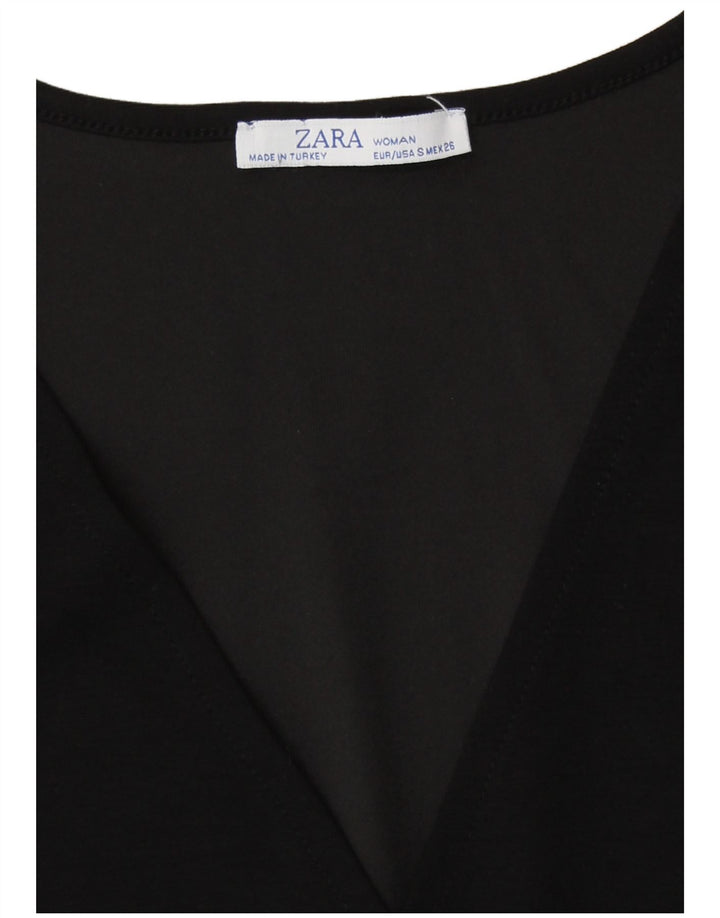 Zara Mujer Vestido Básico Regular UK 40 Small Negro