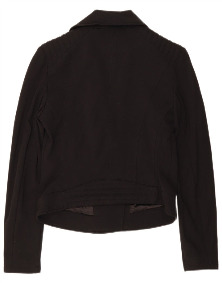 Guess Womens Crop Full Zip Blazer Jacket UK 8 Small Black Viscose