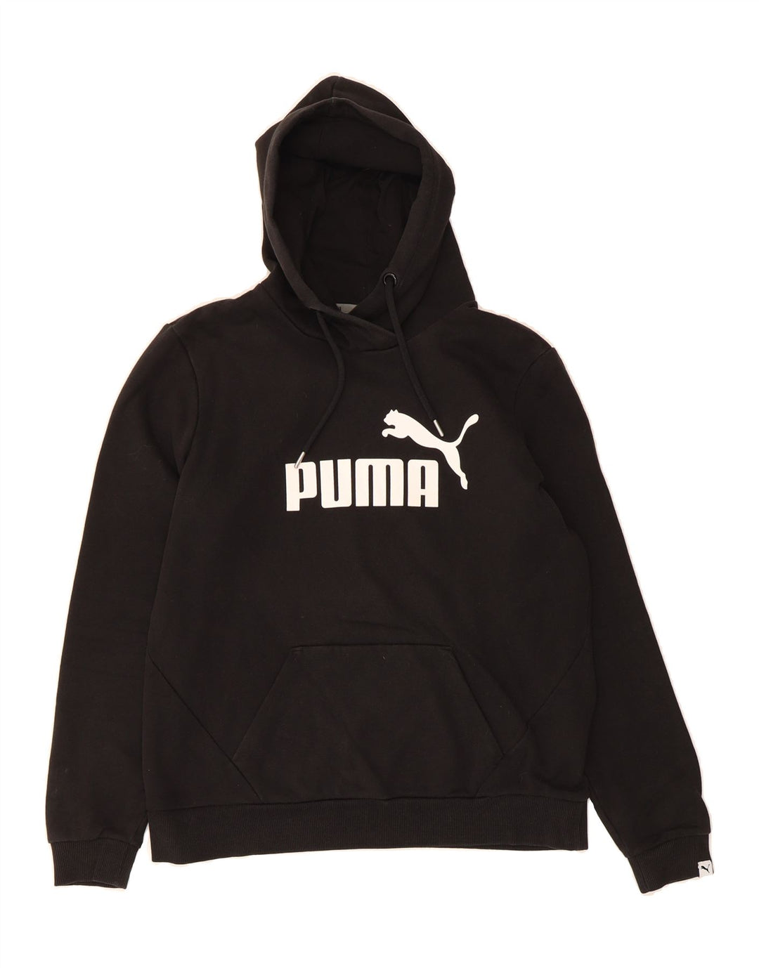 PUMA Womens Oversized Graphic Hoodie Jumper UK 14 Medium Black Vintage Puma and Second-Hand Puma from Messina Hembry 
