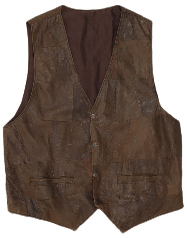 Vintage lædervest til mænd, medium brun