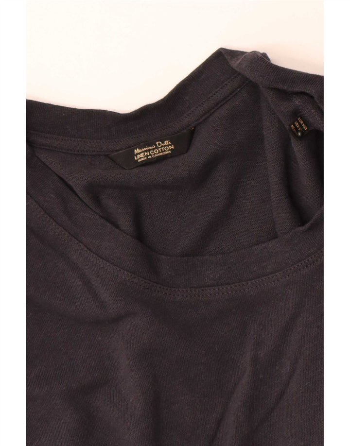 Massimo Dutti Mens T-Shirt Top 2XL Grey Linen