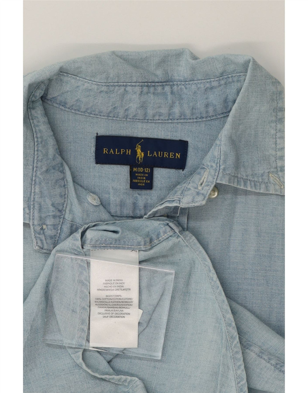 RALPH LAUREN Boys Shirt 10-11 Years Medium Blue Cotton Vintage Ralph Lauren and Second-Hand Ralph Lauren from Messina Hembry 