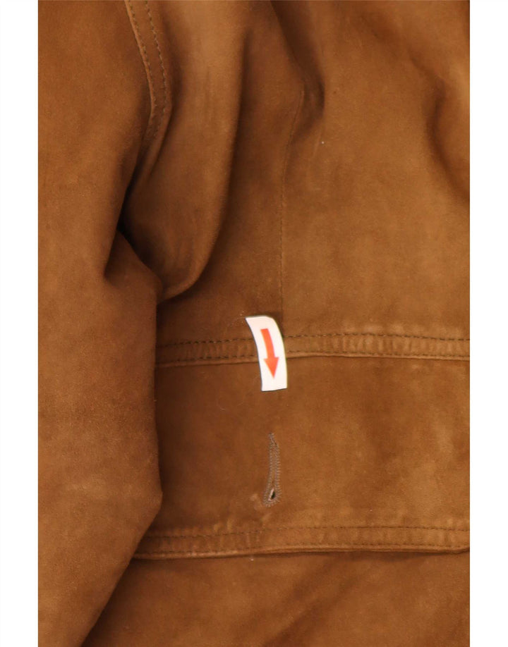 Vintage Mens Suede Bomber Jacket IT 52 XL Brown Leather