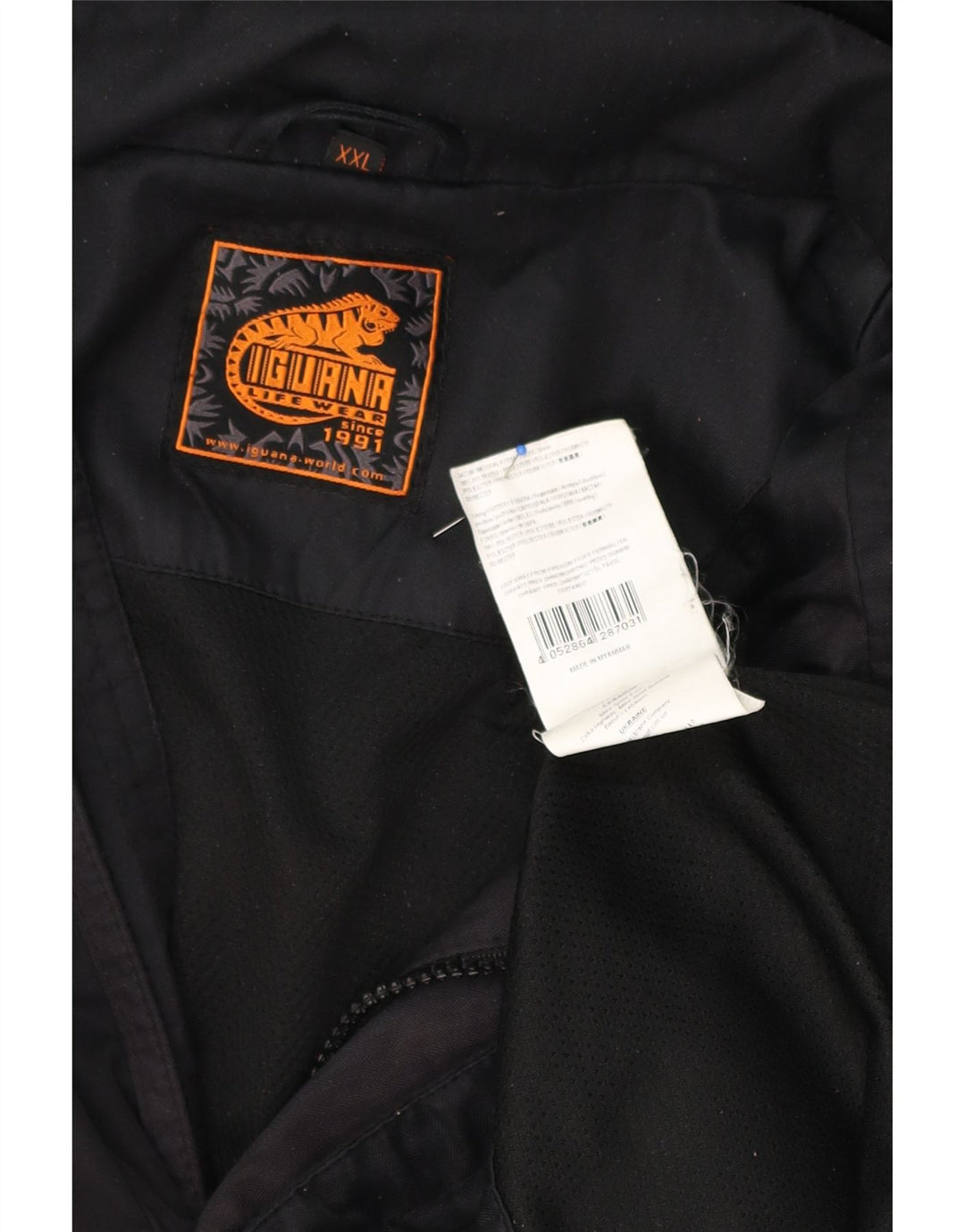 IGUANA Mens Hooded Rain Jacket UK 44 2XL Black Polyester