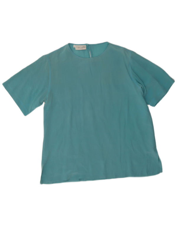 Gabri elle La Camicia Womens Blouse Top UK 16 Large Blue Silk