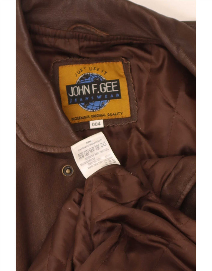 John F Gee Gilet en cuir pour homme UK 38 Marron moyen