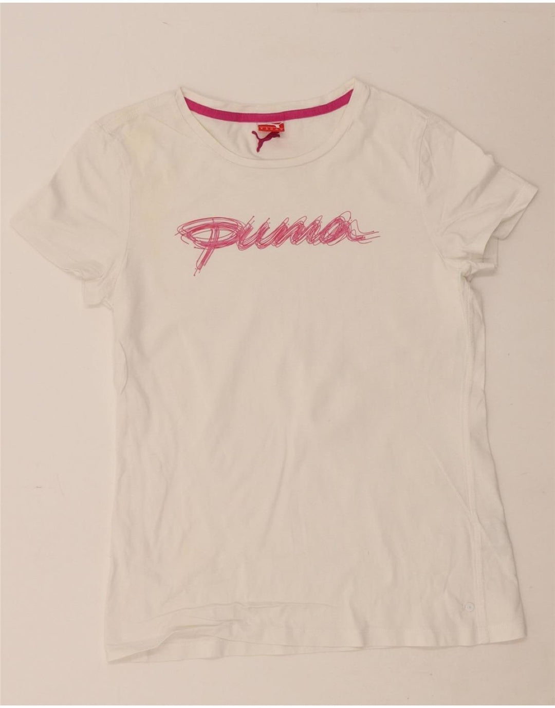 PUMA Womens Graphic T-Shirt Top UK 12 Medium  White Vintage Puma and Second-Hand Puma from Messina Hembry 