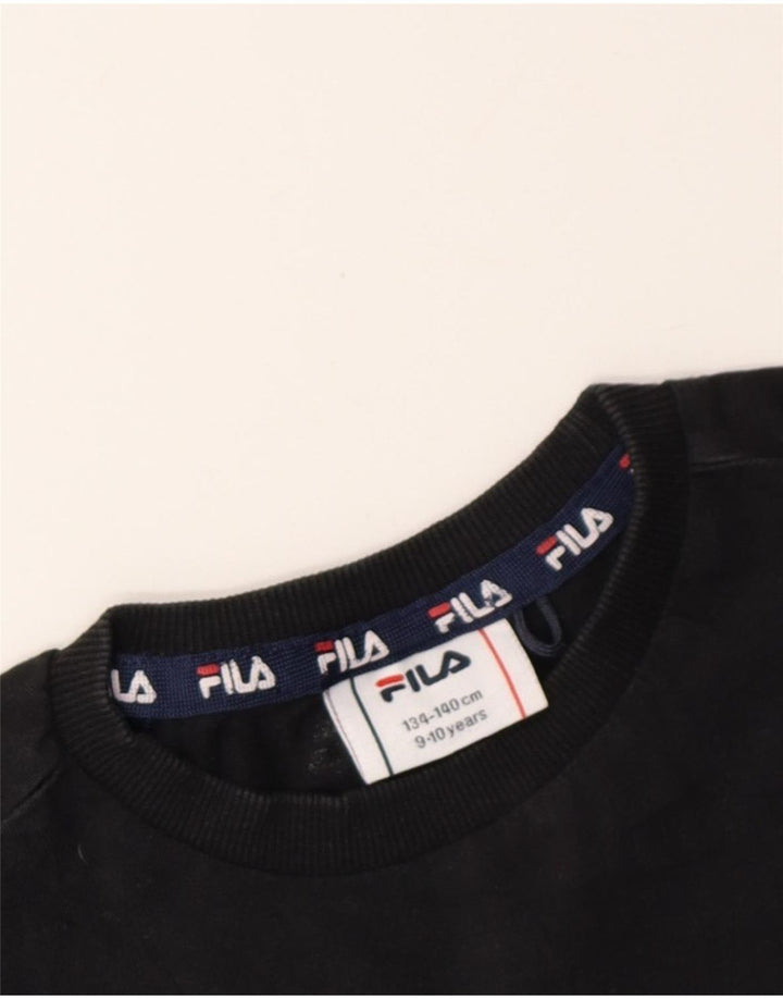 FILA Boys Graphic T-Shirt Top 9-10 Years Black Vintage Fila and Second-Hand Fila from Messina Hembry 
