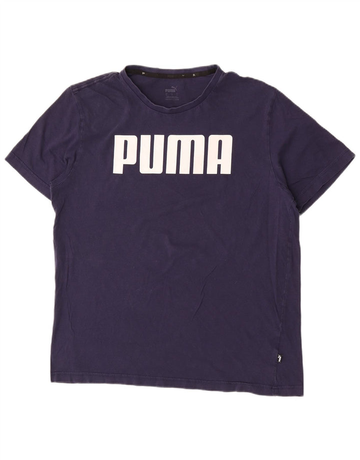 Puma Mens Graphic T-Shirt Top Large Navy Blue