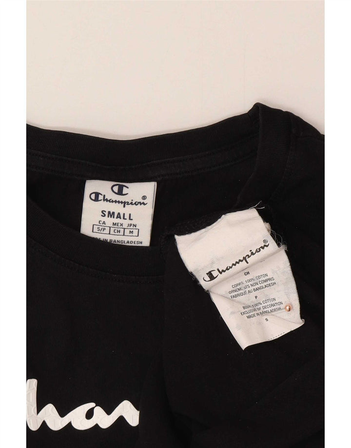 Champion Womens Graphic T-Shirt Top Small Black Cotton