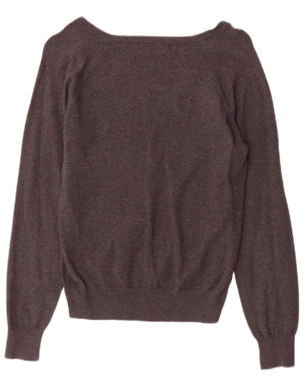 Maglione con scollo a V da donna Zara UK 12 Cotone grigio medio