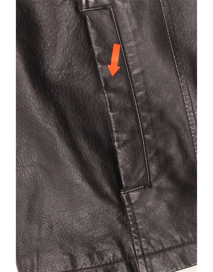 Henry Morell Chaqueta de cuero para hombre IT 50 Grande Negro