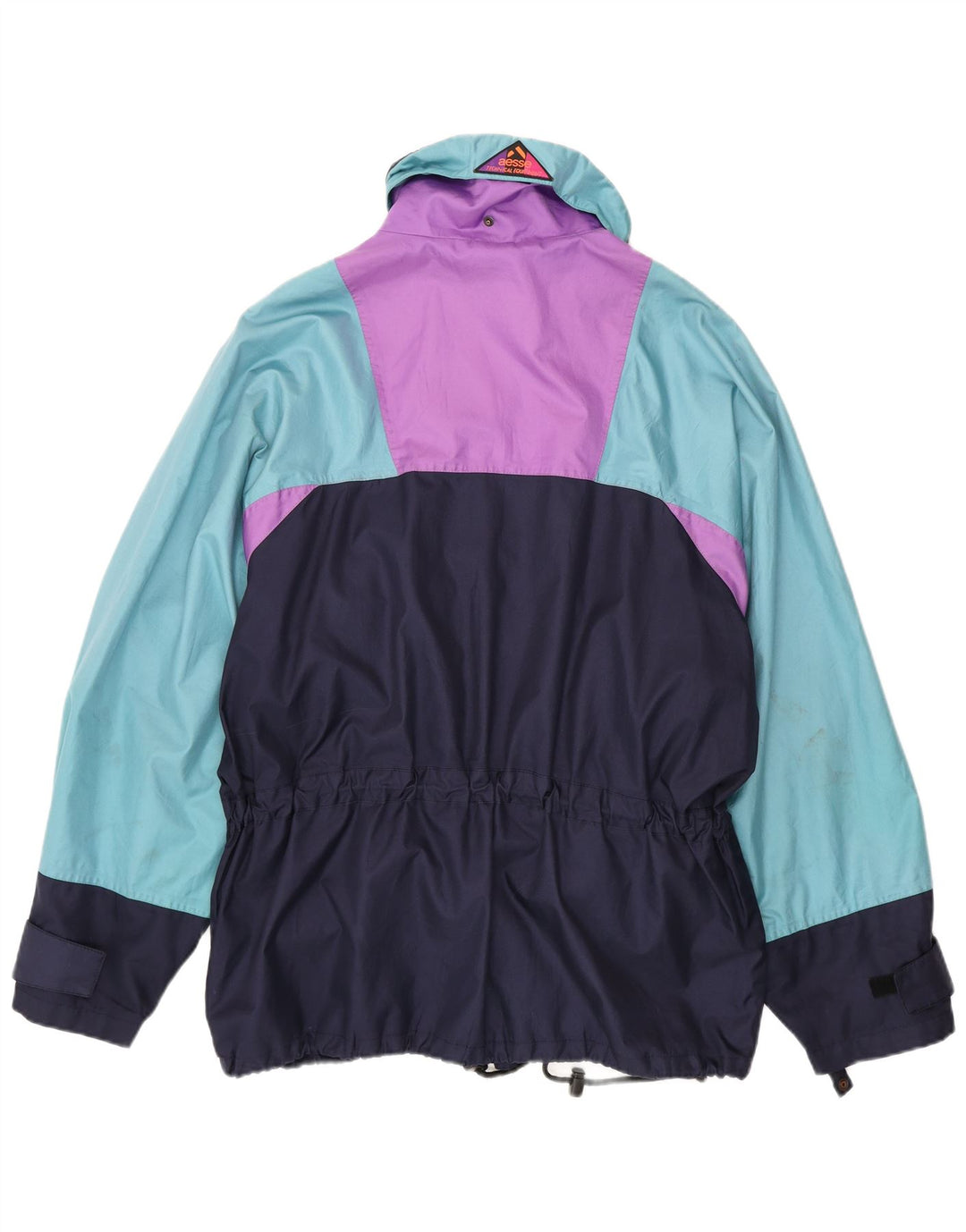 Aesse Veste de Pluie Homme UK 40 Large Bleu Marine Colorblock Polyamide