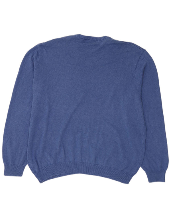 Marks & Spencer Mens V-Neck Jumper Sweater 3XL Blue Cotton