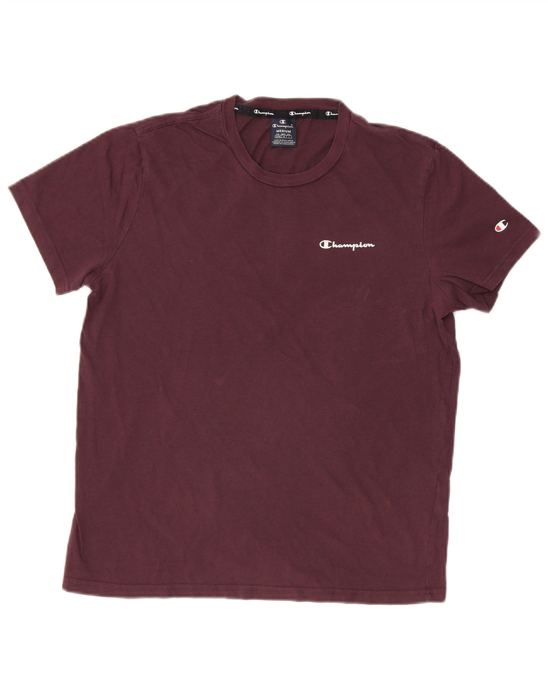 CHAMPION Mens T-Shirt Top Medium Burgundy Cotton