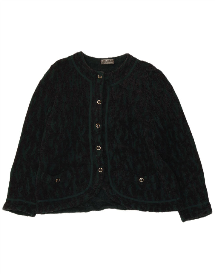 STIZZOLI Womens Abstract Pattern Cardigan Sweater IT 52 2XL Green Wool