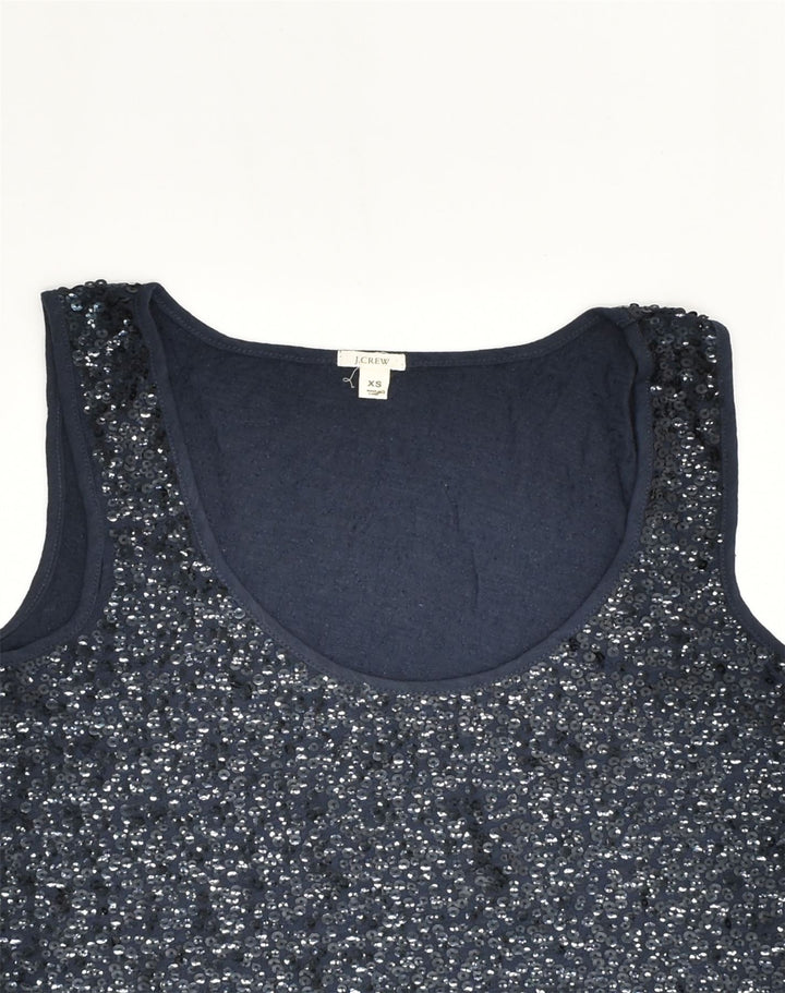 J. CREW Womens Vest Top UK 4 XS Navy Blue Cotton | Vintage J. Crew | Thrift | Second-Hand J. Crew | Used Clothing | Messina Hembry 