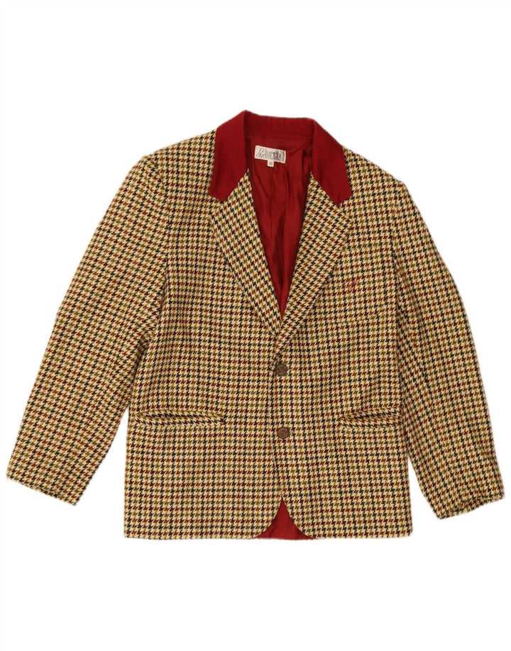 Vintage damska marynarka zapinana na 2 guziki IT 42 Średni Beżowy Houndstooth