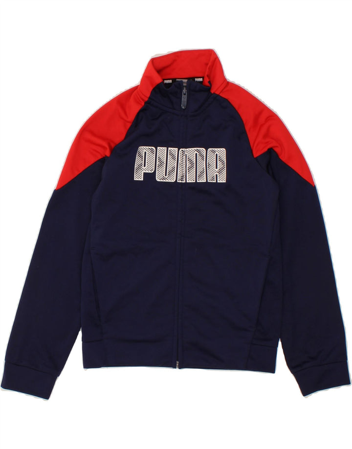 PUMA Boys Graphic Tracksuit Top Jacket 9-10 Years Small Navy Blue Vintage Puma and Second-Hand Puma from Messina Hembry 