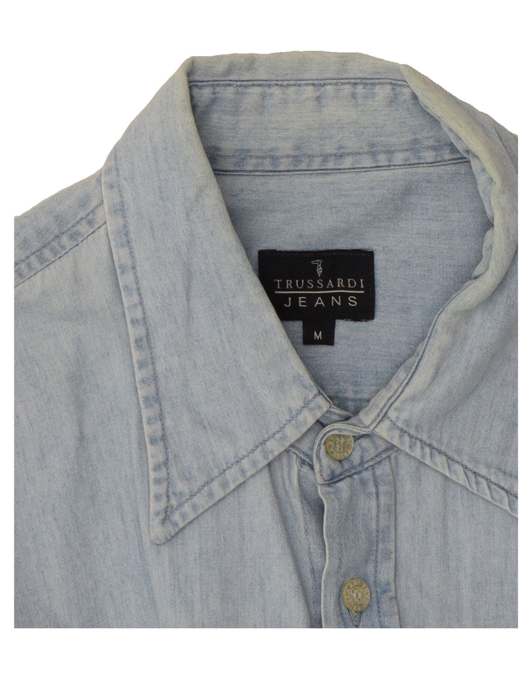 TRUSSARDI JEANS Mens Denim Shirt Medium Blue Cotton Vintage Trussardi Jeans and Second-Hand Trussardi Jeans from Messina Hembry 