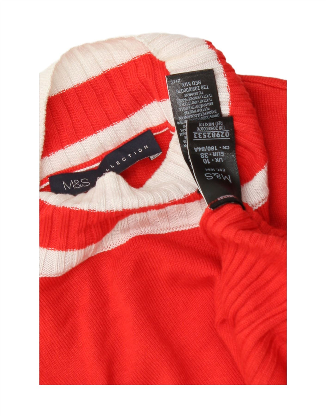 MARKS & SPENCER Womens Turtle Neck Jumper Sweater UK 10 Small Red Viscose Vintage Marks & Spencer and Second-Hand Marks & Spencer from Messina Hembry 