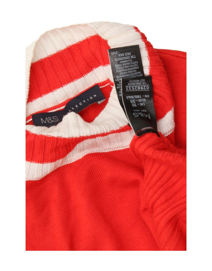 MARKS & SPENCER Womens Turtle Neck Jumper Sweater UK 10 Small Red Viscose Vintage Marks & Spencer and Second-Hand Marks & Spencer from Messina Hembry 