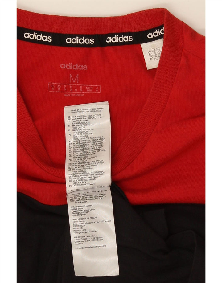 Adidas Mens Graphic T-Shirt Top Medium Black Colourblock Cotton