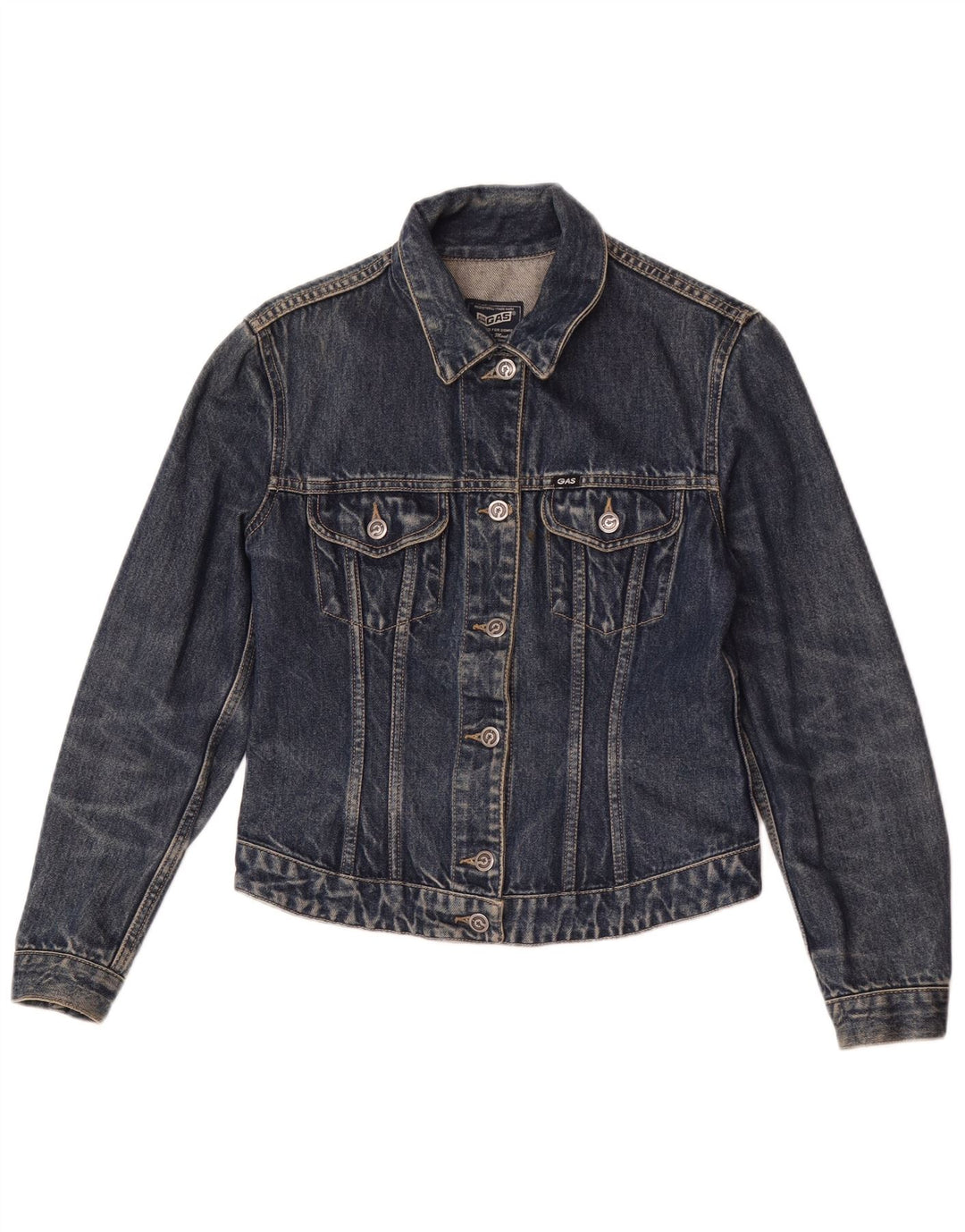 Gas Womens Crop Denim Jacke UK 12 Mittelblaue Baumwolle