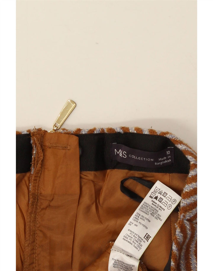 Marks & Spencer Womens Mini Skirt UK 10 Small W30 Brown Herringbone