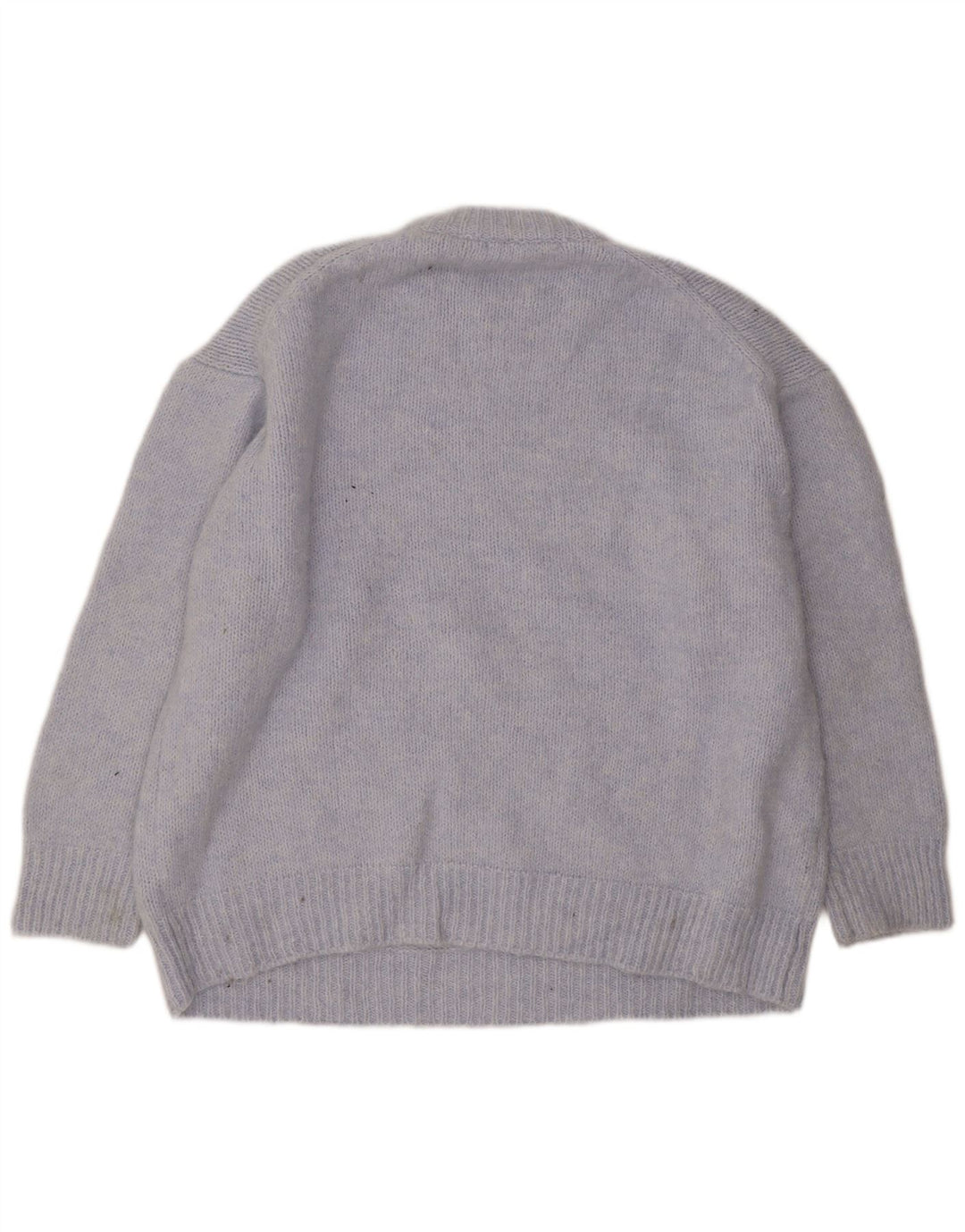 Zara Dame Oversized Crew Neck Jumper Sweater UK 18 XL Blå Polyester