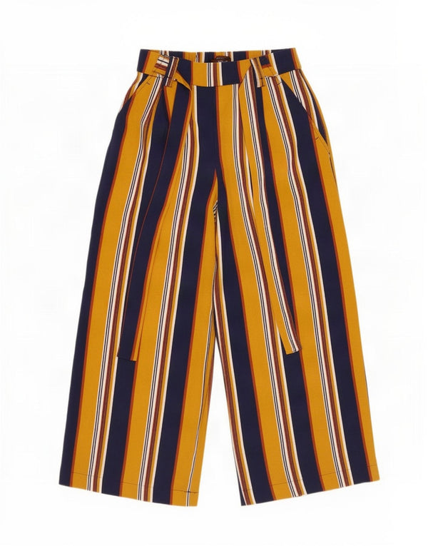 Zara Womens Brede Ben Cropped Trousers XS W24 L23 Flerfarvet Stribet