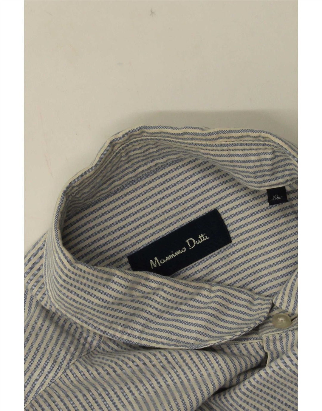 Massimo Dutti Mens Shirt XL Blue Pinstripe