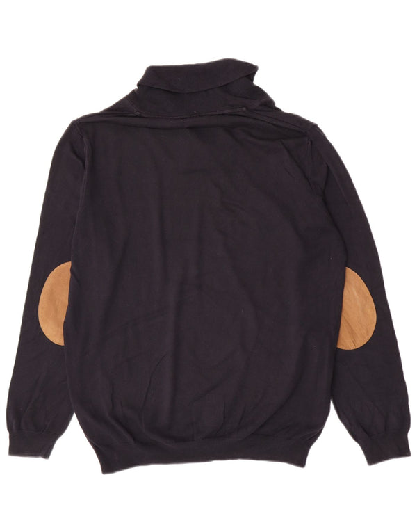 Maglione Zara da uomo con collo a scialle grande in cotone blu navy