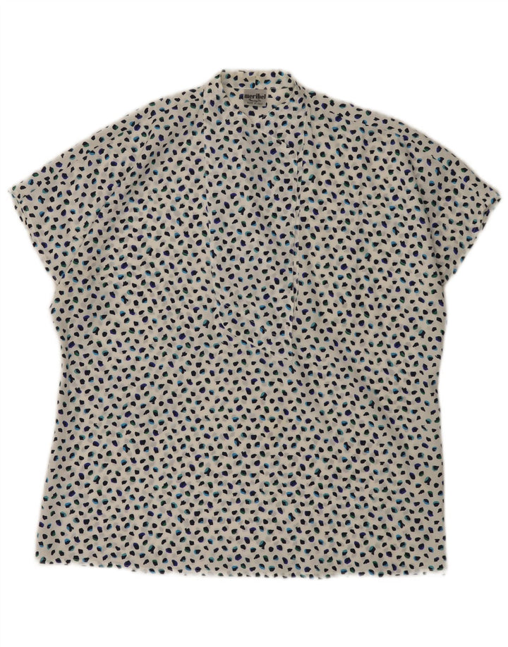 Marzotto Damen-Blusenoberteil, UK-Größe 44, groß, weiß geflecktes Polyester