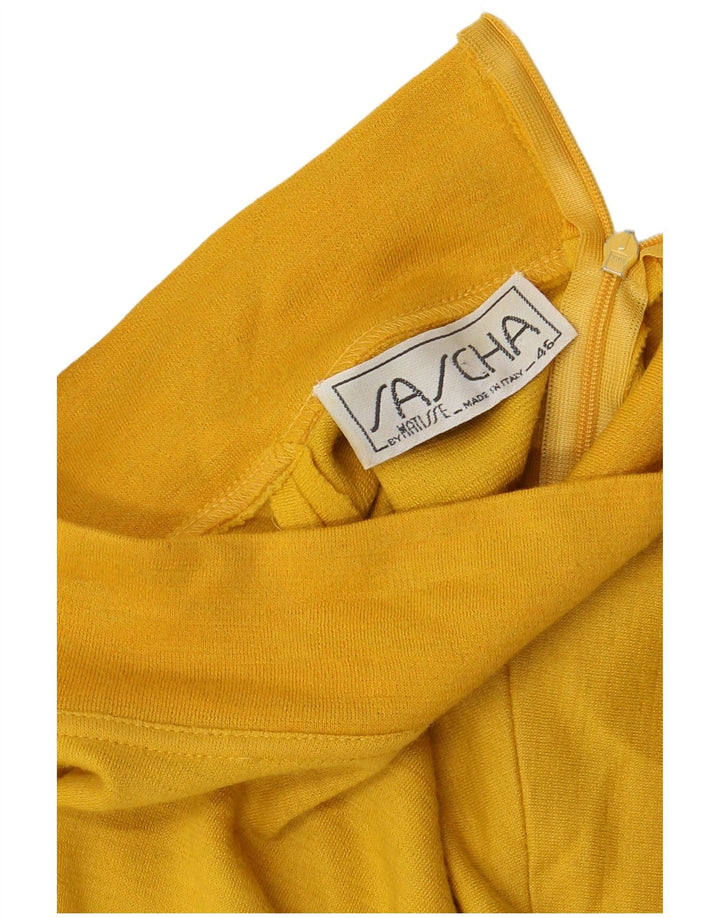 VINTAGE Womens Zip Neck Top Long Sleeve IT 46 Large Yellow