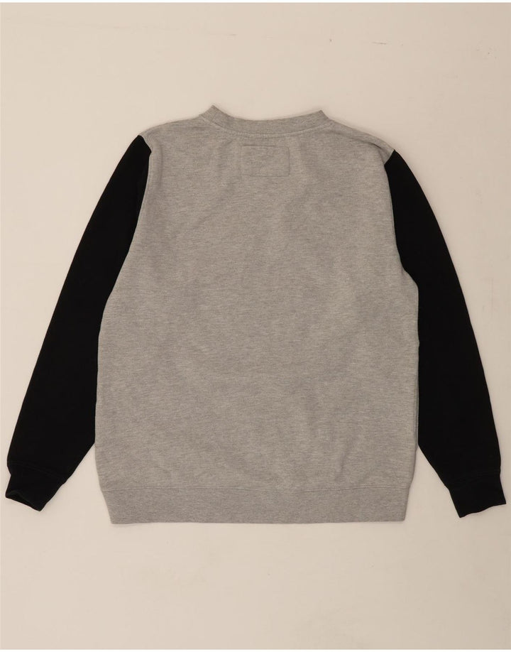 HURLEY Womens Longline Sweatshirt Jumper UK 14 Medium Grey Colourblock Vintage Hurley and Second-Hand Hurley from Messina Hembry 