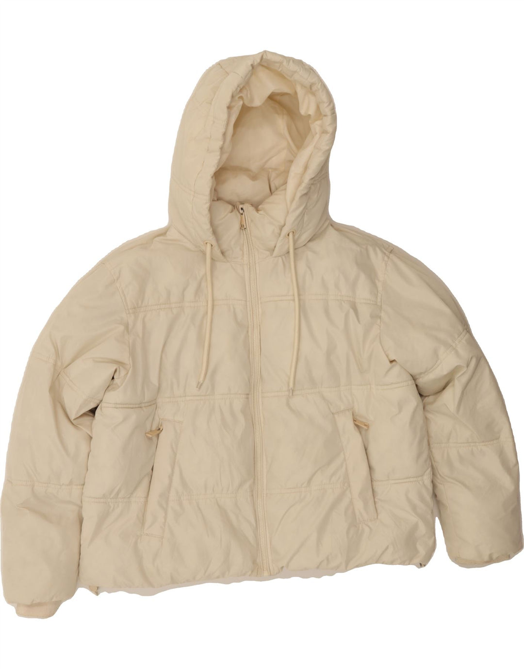 ZARA Womens Oversized Hooded Padded Jacket UK 6 XS Off White Polyester Vintage Zara and Second-Hand Zara from Messina Hembry 