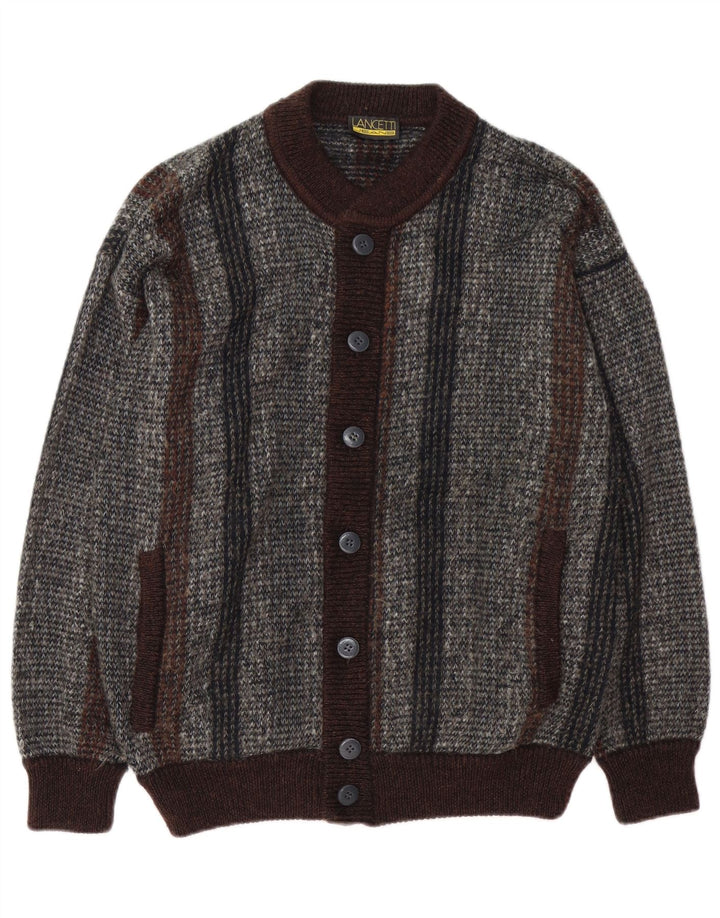 Lancetti herre cardigan sweater mellem grå stribet