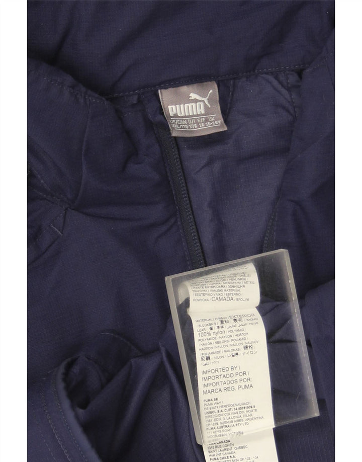 Puma Boys Hooded Rain Jacket 15-16 Years Navy Blue Nylon
