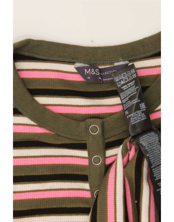 Marks & Spencer Womens Top Long Sleeve UK 10 Small Multicoloured Striped