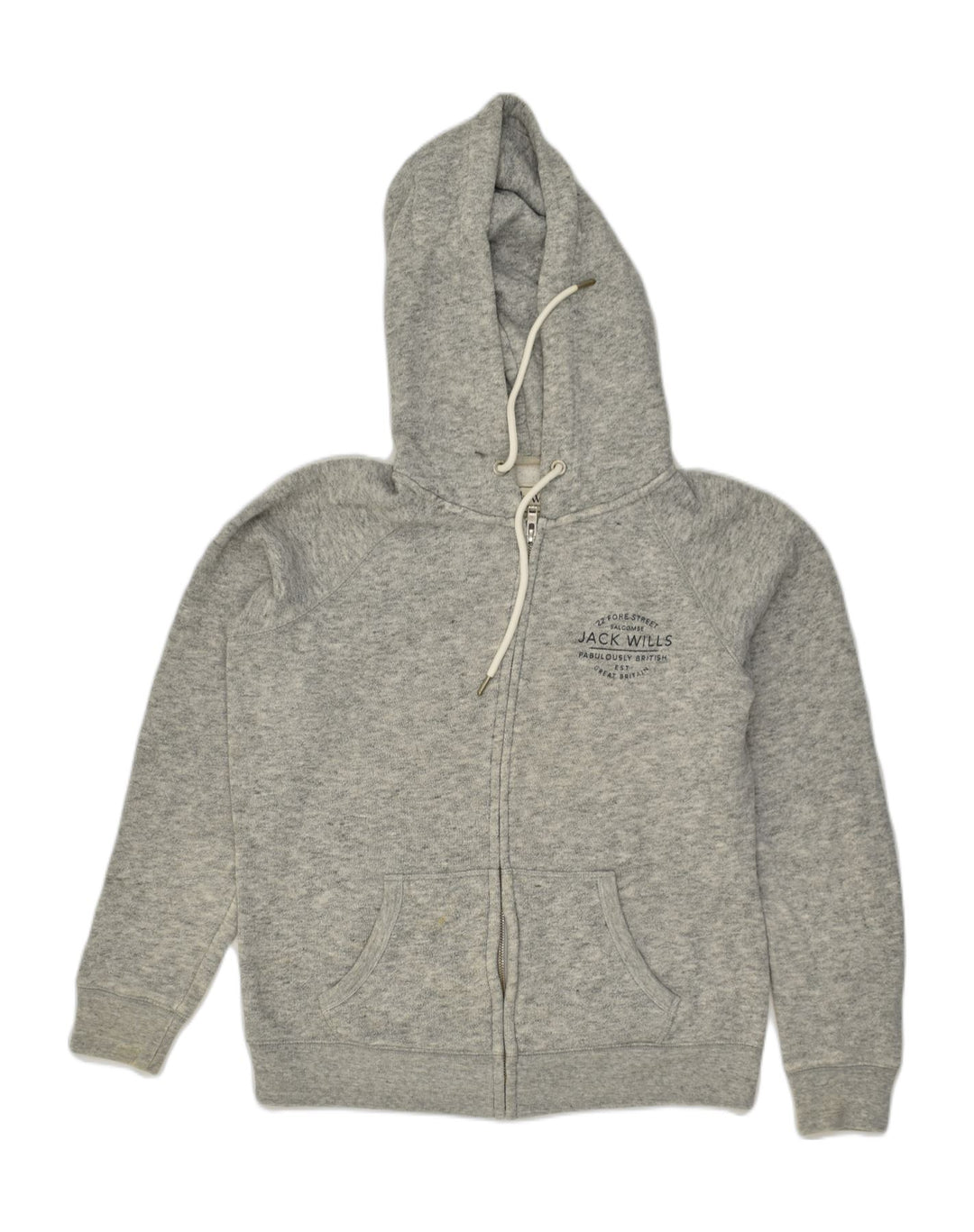 JACK WILLS Womens Loose Fit Zip Hoodie Sweater UK 12 Medium Grey Cotton | Vintage Jack Wills | Thrift | Second-Hand Jack Wills | Used Clothing | Messina Hembry 