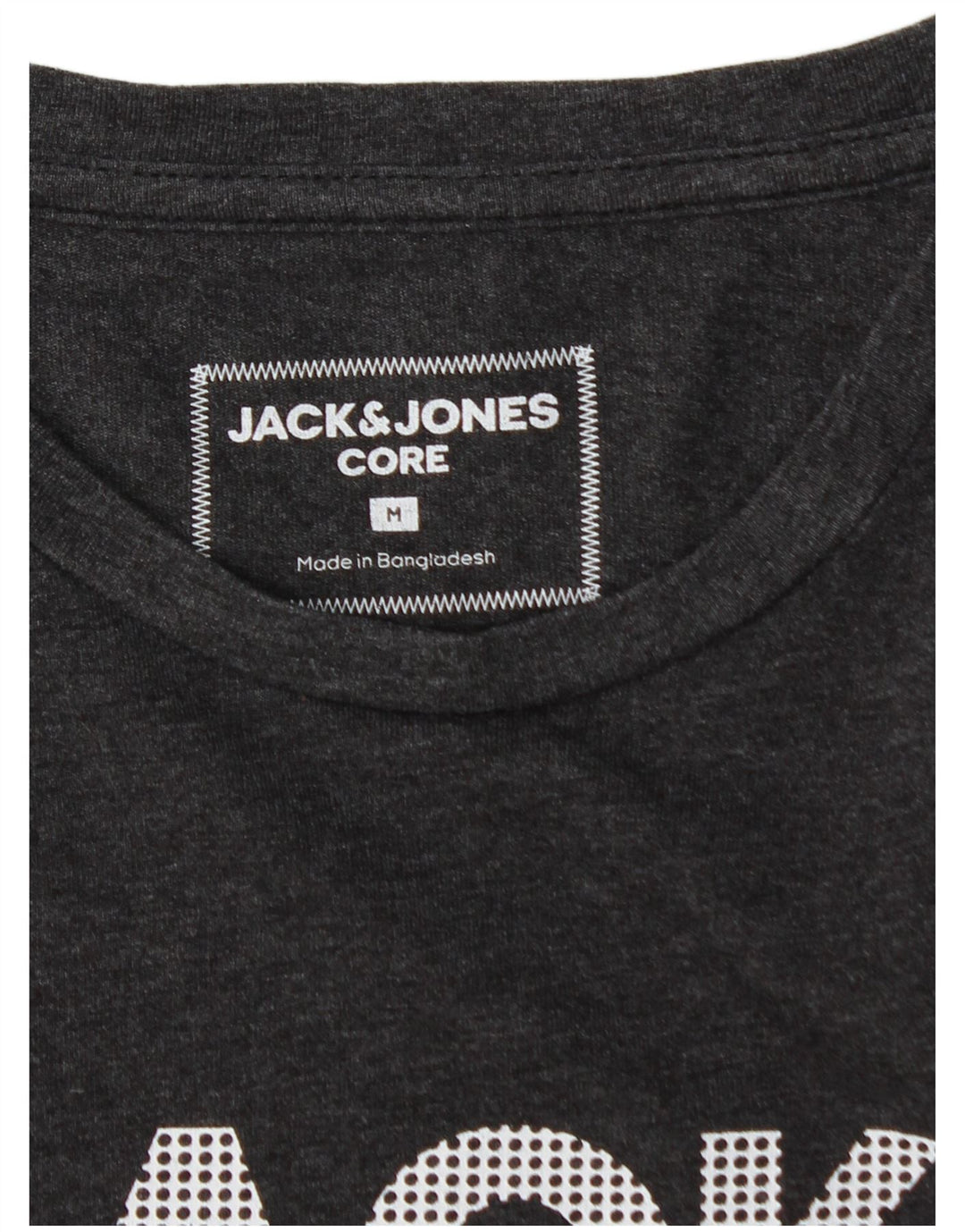 JACK & JONES Mens Graphic Top Long Sleeve Medium Grey Cotton