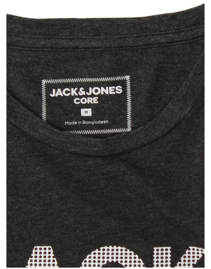 JACK & JONES Mens Graphic Top Long Sleeve Medium Grey Cotton
