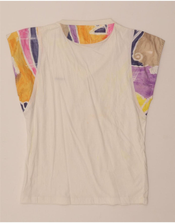 HEAD Womens T-Shirt Top IT 42 Medium White Colourblock Cotton Vintage HEAD and Second-Hand HEAD from Messina Hembry 