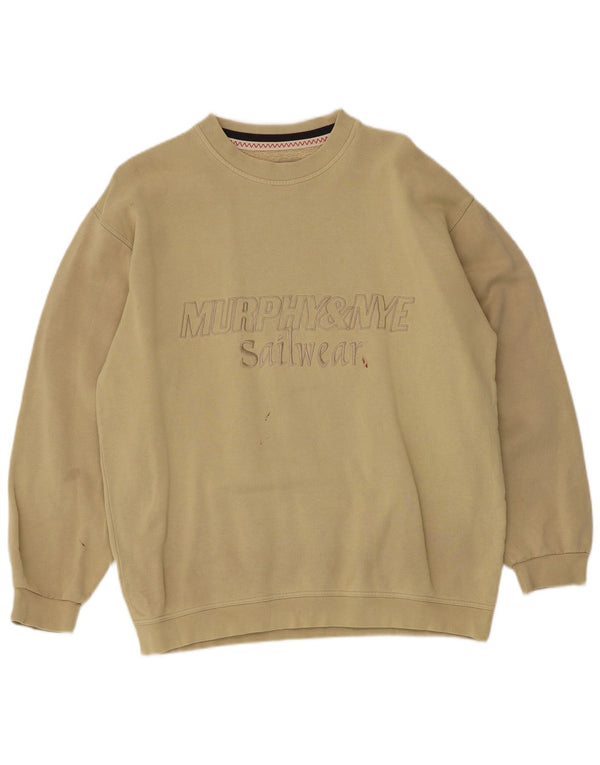Murphy & Nye Mens Graphic Sweatshirt Jumper Medium Khaki Cotton